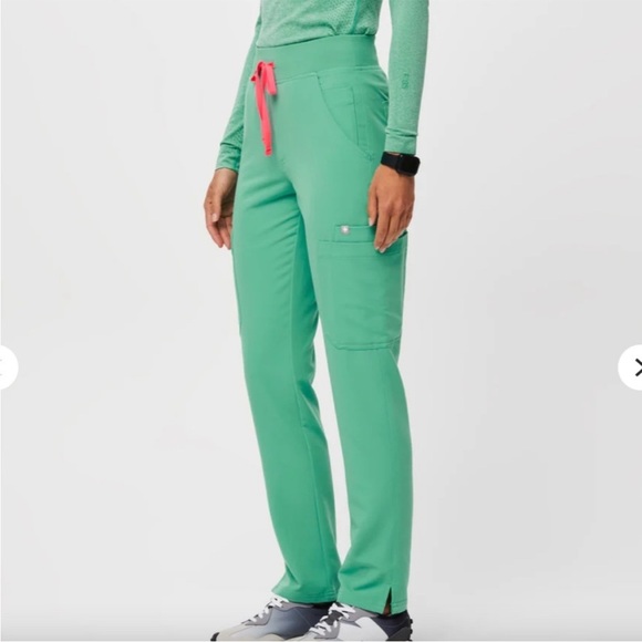 Women New Figs High Waisted Yola Yoga Scrub Pants Surgical Green Plus Size 5XLR - Picture 2 of 11